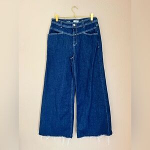Closed Organic Cotton Denim Extra Flare Jeans with Frayed Hem Size 30